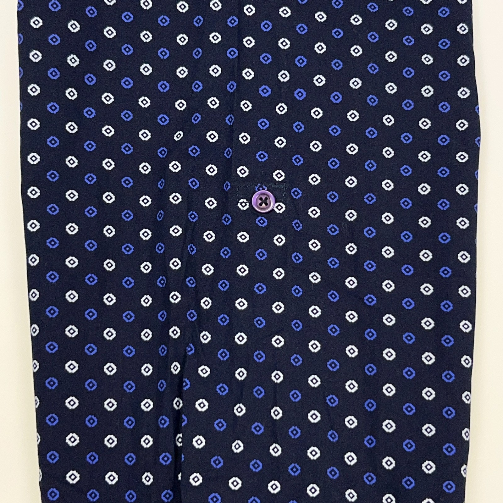 Silver Stone Shirt 3x 3xl Navy Blue Dot Pattern Button Front Roll Tab Sleeves — image 4 of 7